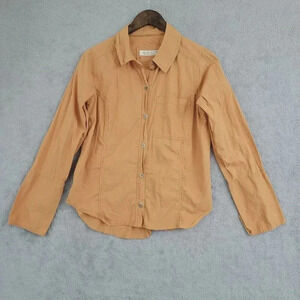 We The Free Womens Button-Up Shirt Cotton Small Light Orange Long Sleeves  6CT